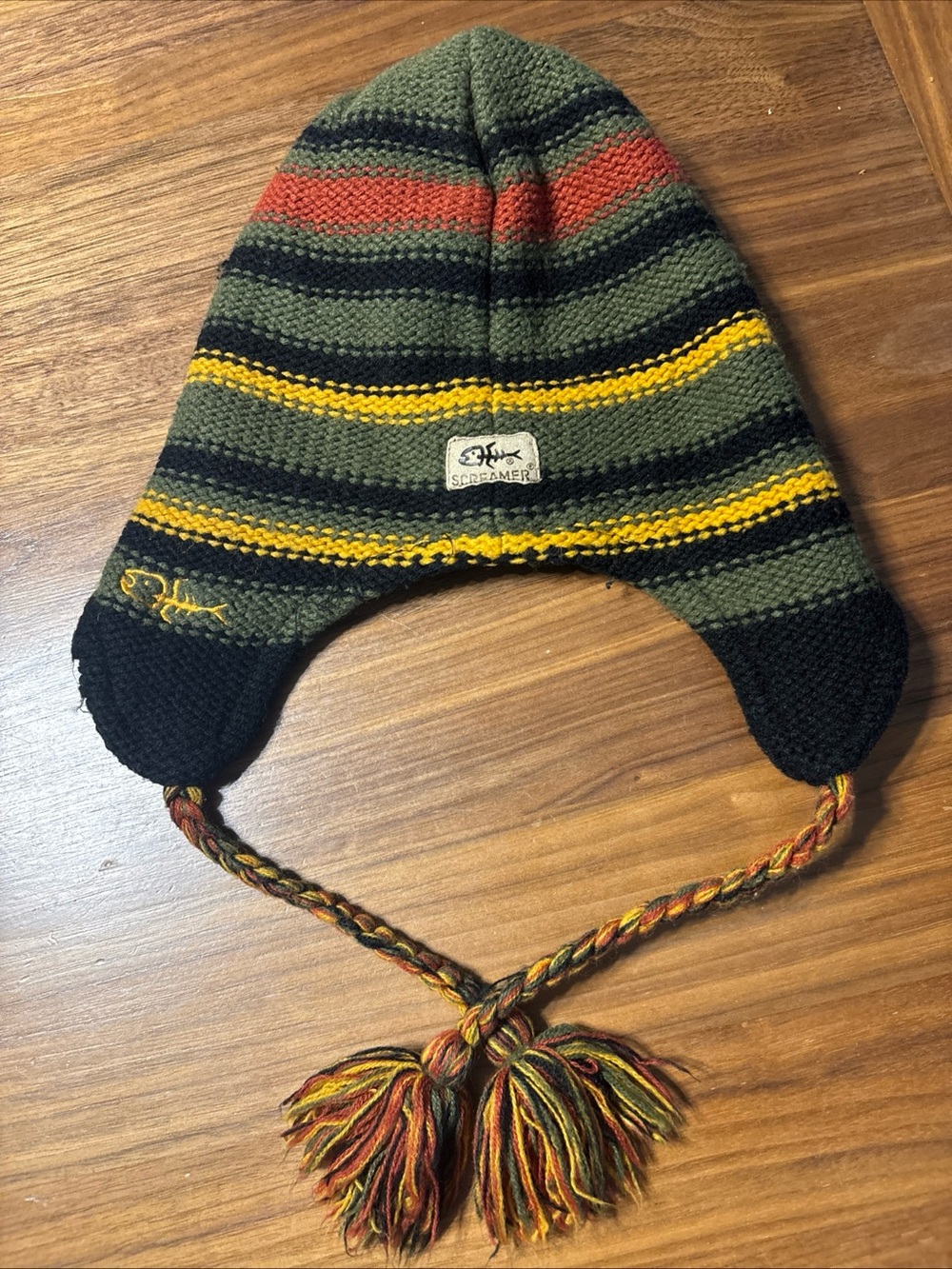 SCREAMER Unisex Knit Fleece Lined Beanie With Ear Flaps